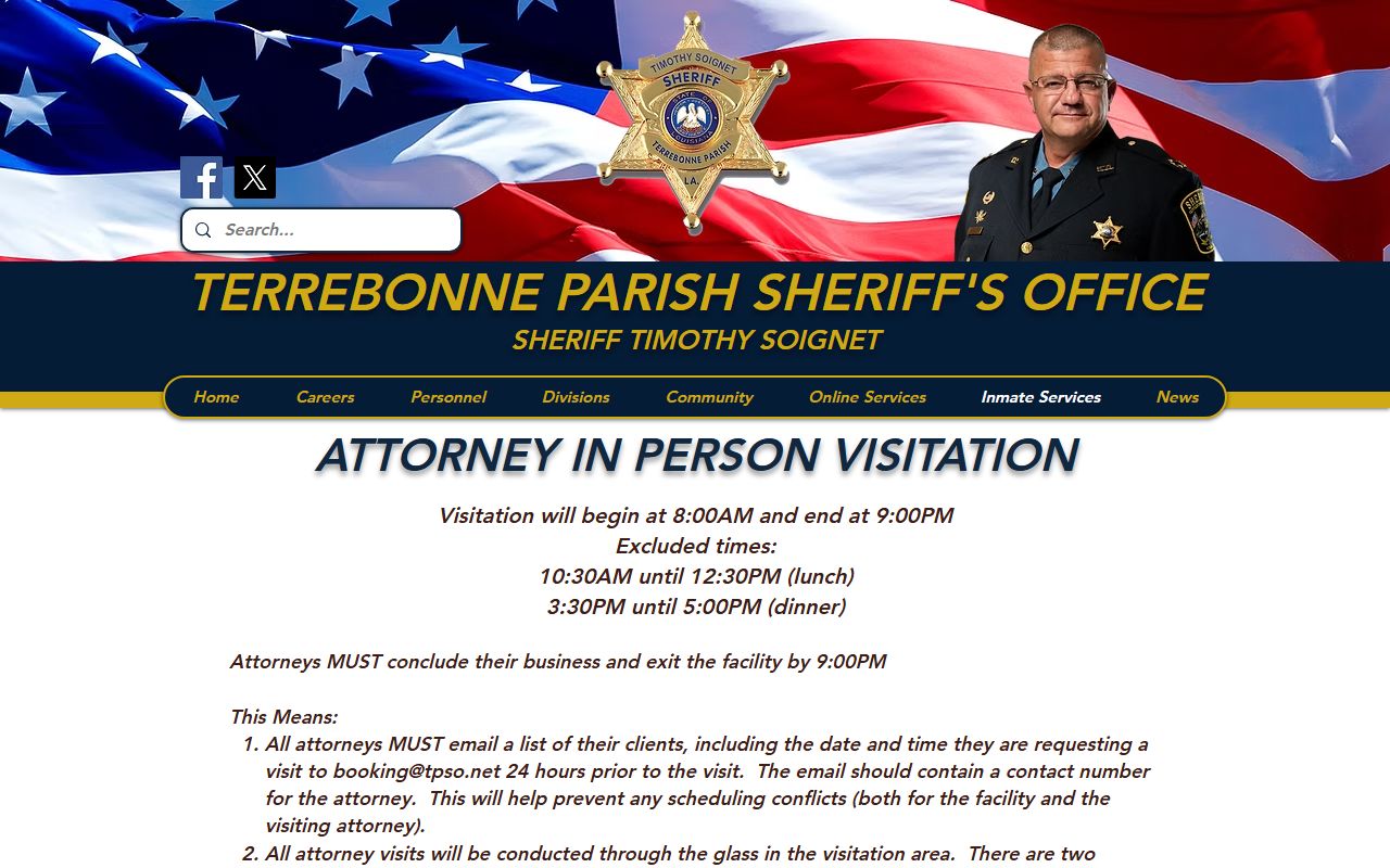 Terrebonne Parish Transitional Work Program attorney visitation reference