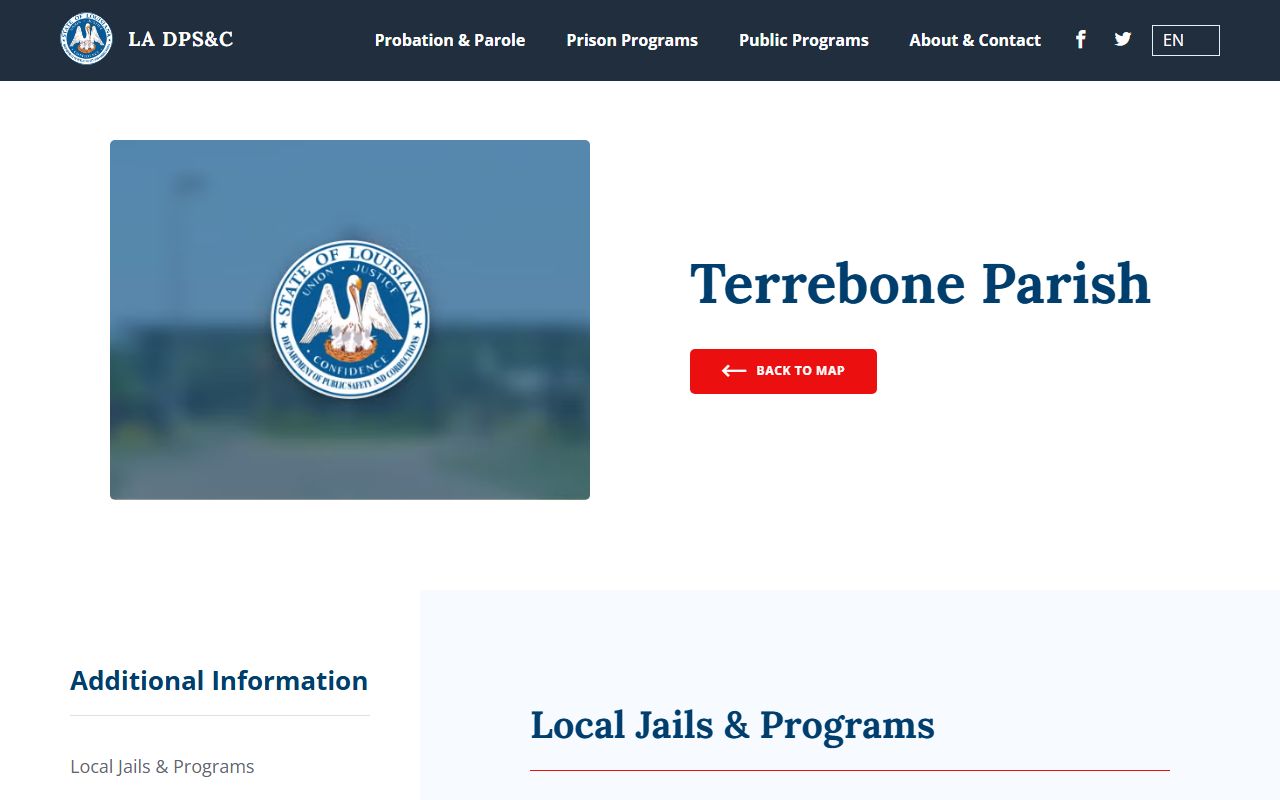 Terrebonne Parish Transitional Work Program local custody listing