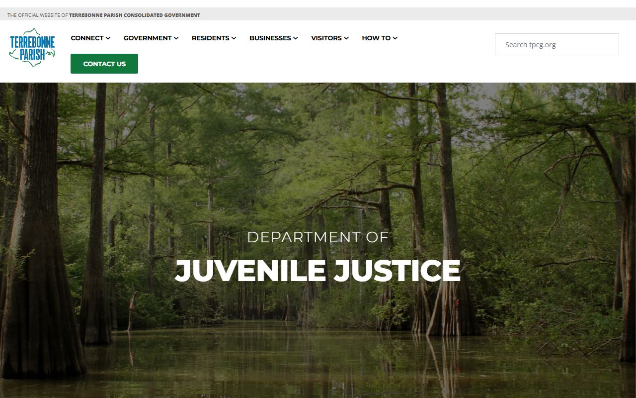 Terrebonne Parish Juvenile Justice Complex custody information page