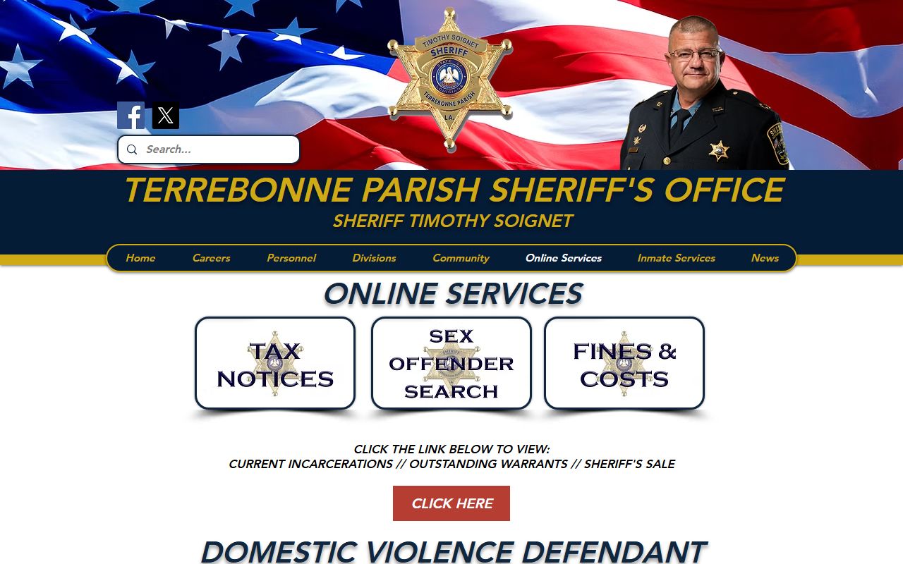 Terrebonne Parish Annex roster search through TPSO online services